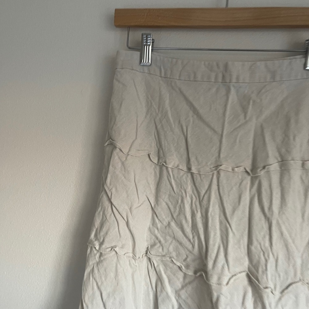 Vintage Christopher and‎ Banks Tiered Beige Linen Midi Skirt Size 8 - Picture 8 of 12